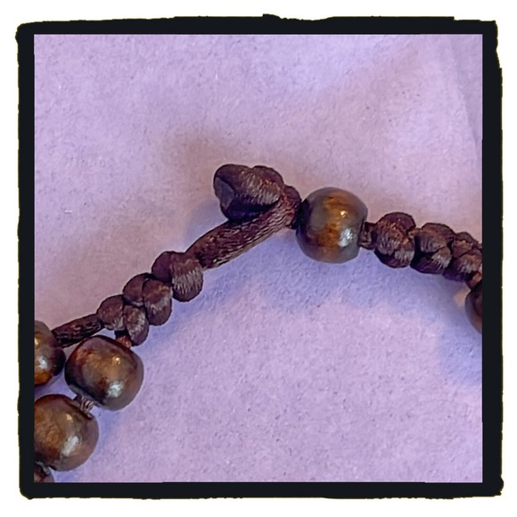 💕Beautiful Chunky Vintage Necklace Blue Beads & Brown Polished Wood Beads💕 - Picture 6 of 6